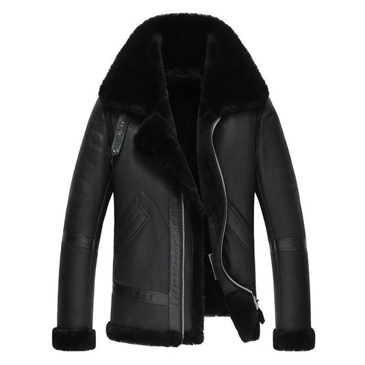 Genuine Leather Real Fur Lining Sherling Aviator Jackets