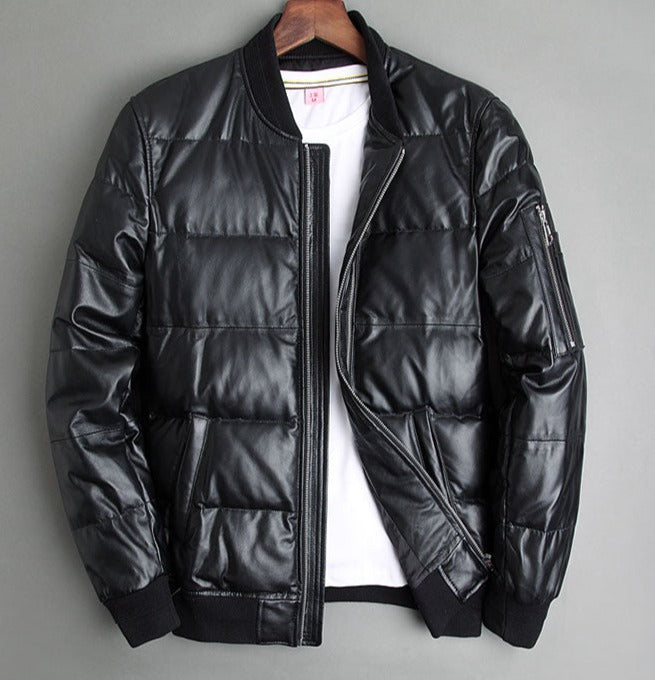 Genuine Leather Jacket Duck Down Bomber