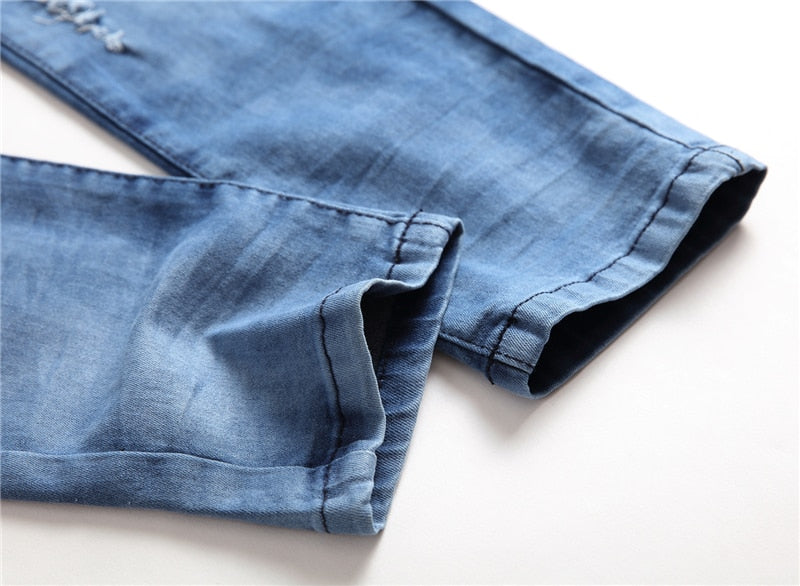 Distressed Ripped Biker Slim Jeans