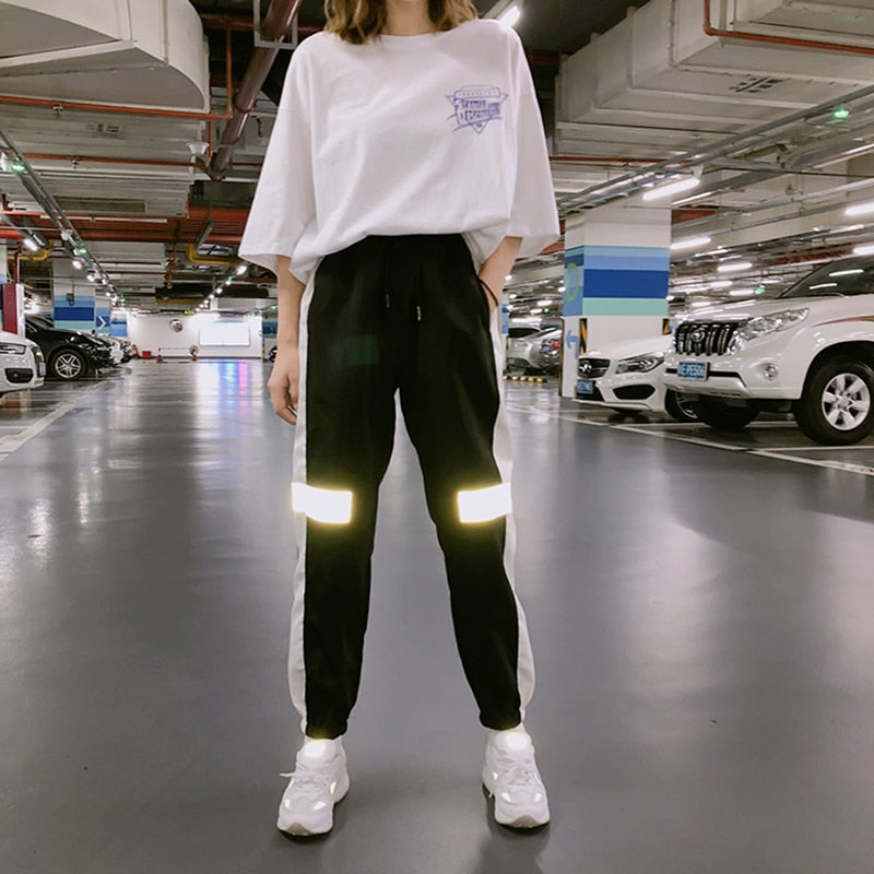 Reflective Side Stripe Loose Pants