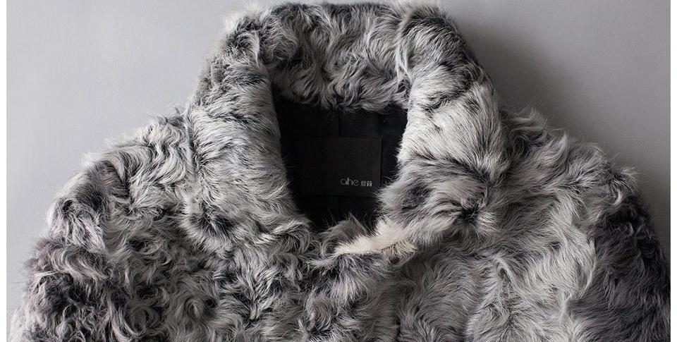 Real Sheep Fur Leopard Stripe Print Overcoat