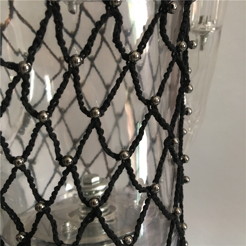 Fishnet Hollow Knitted Bead Tank Top and Loose Pants