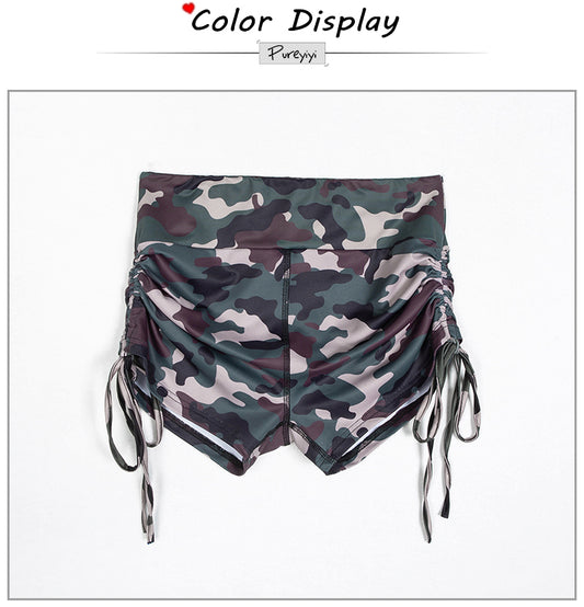 Camo High Waist Compression Sports Shorts