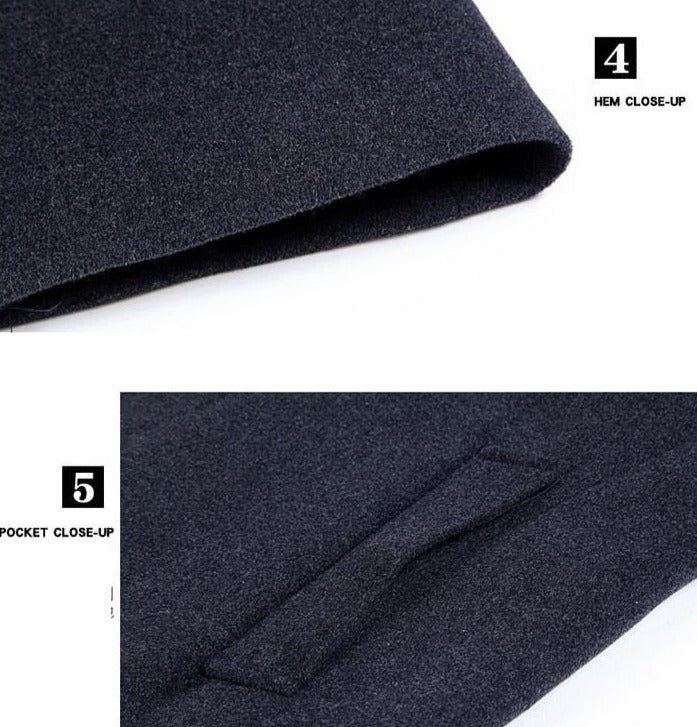 MANDARIN Collar Wool Long Trench Coat