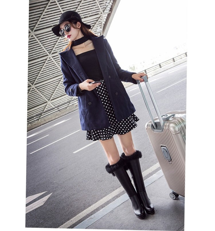 Waterproof High-heeled Below The Knee Boots