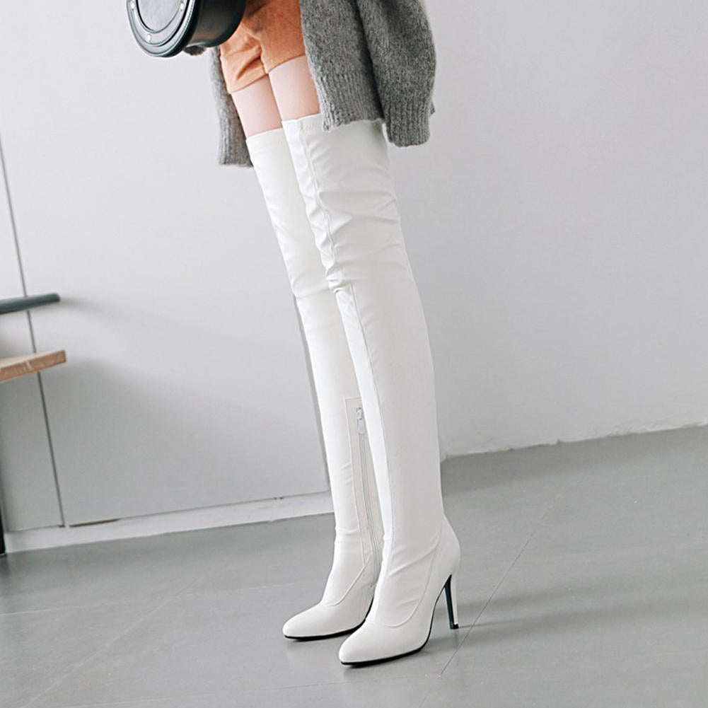 Pu Leather Over The Knee Thin High Heel Boots