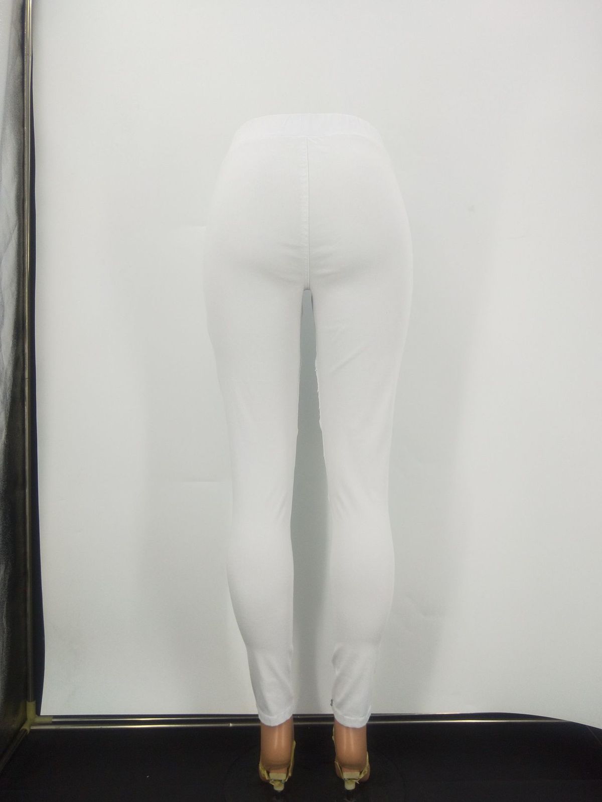 High Waist Pleated White Pencil Pants