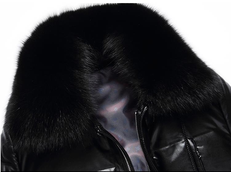 Genuine Leather Duck Down Fox Fur Collar Coats
