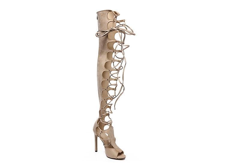 Thigh High Gladiator Cross Tied High Heels
