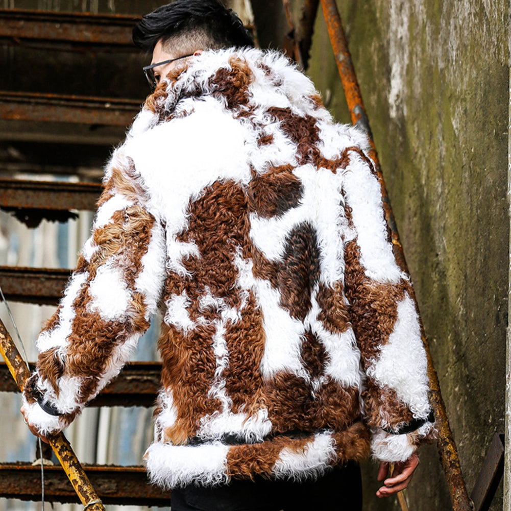White & Brown Long Fur Shearling Coats