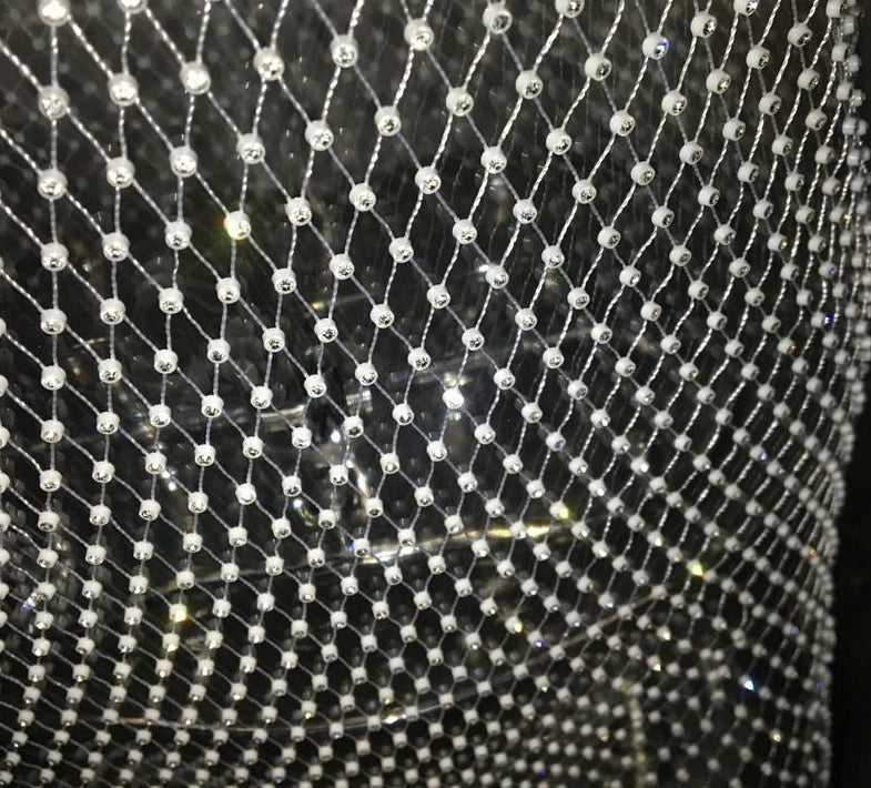 Rhinestone Netting Sleeveless Hollow Out Bodycon Beach Dresses