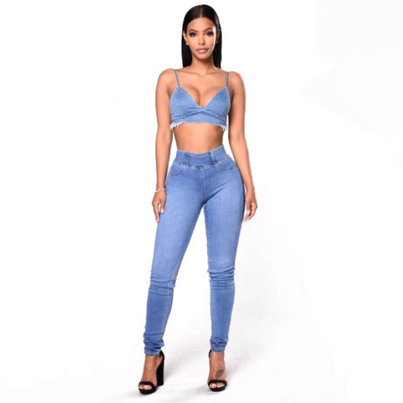 High Waist Elastic Skinny Pencil Plus Size Jeans