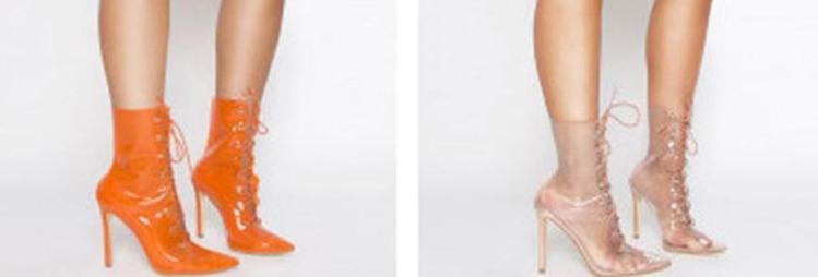 Transparent Tie Up Above Ankle High Heels Boots