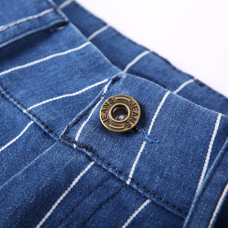 Stripe Slim Cuff Blue Pants