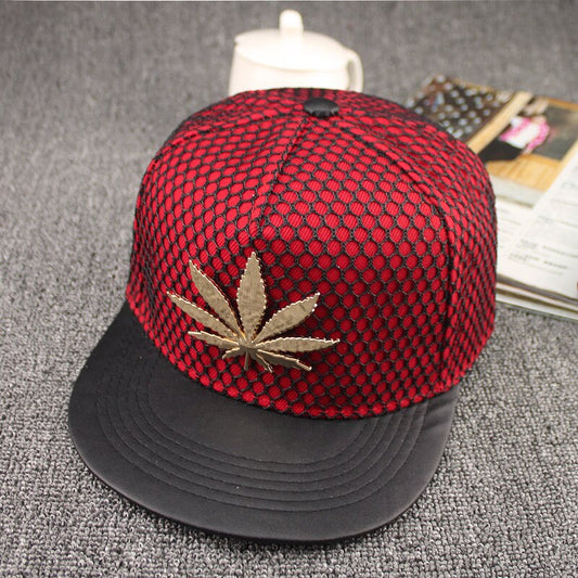 Cannabis Leaf Pu Leather Brim Snapback Hats
