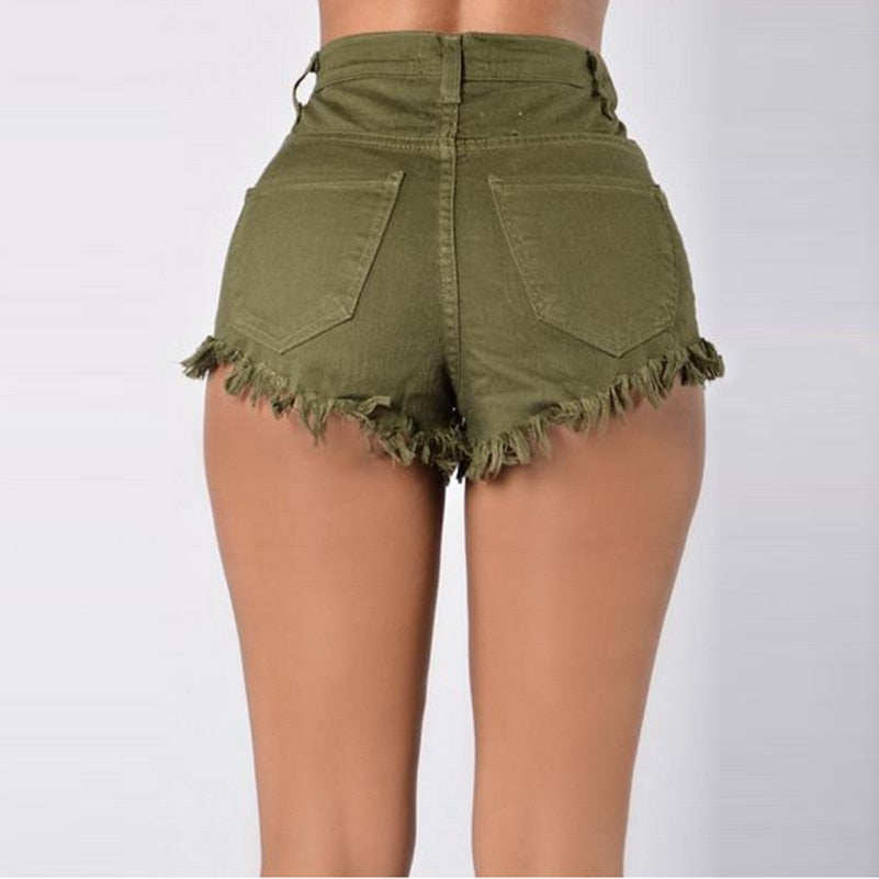 Skinny Tassel High Waist Stretch Shorts