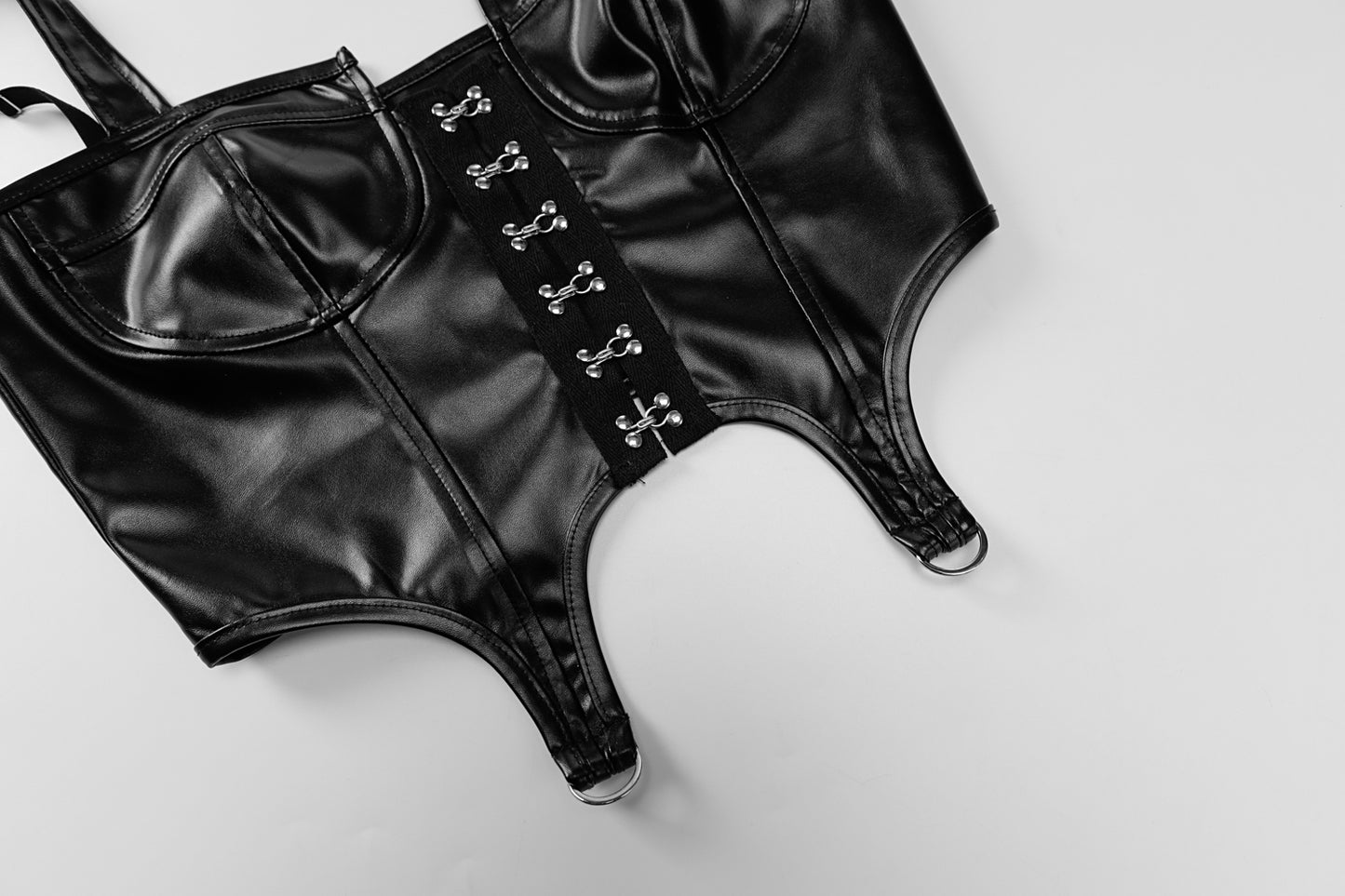 Pu Leather Corset Crop Top & Flare Slit Pants