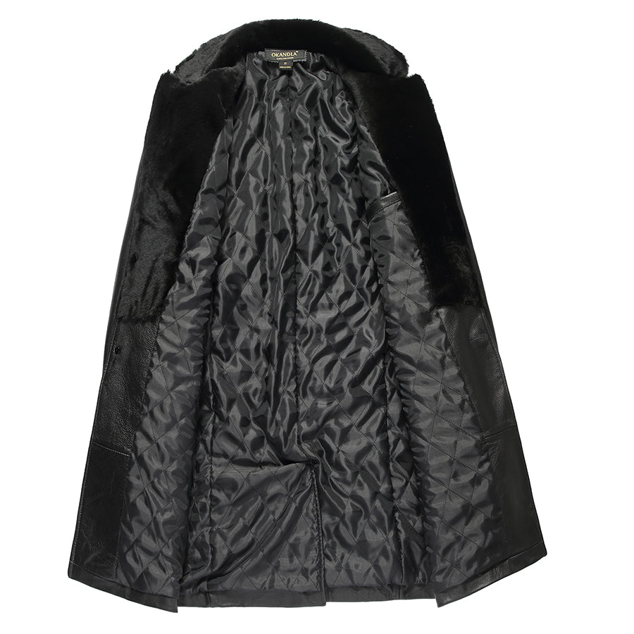 Genuine Leather Jacket Wool Fur Collar