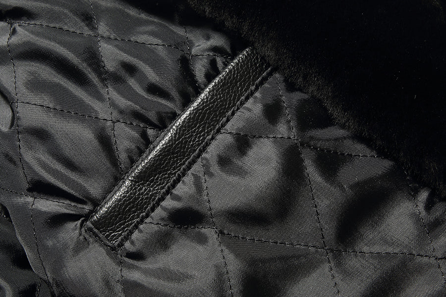 Genuine Leather Jacket Wool Fur Collar