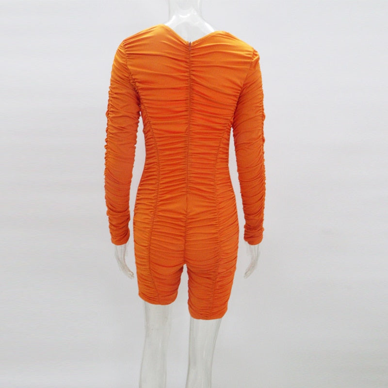 Cut Out Side Rings Ruched Rompers