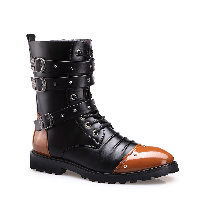 Rock Star Moto Boots 3 Buckle Strap High Tops