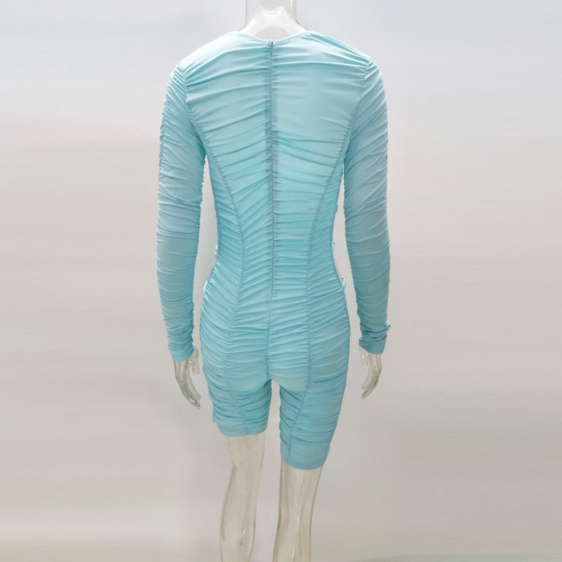 Cut Out Side Rings Ruched Rompers