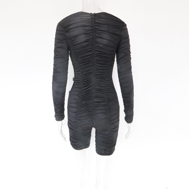 Cut Out Side Rings Ruched Rompers