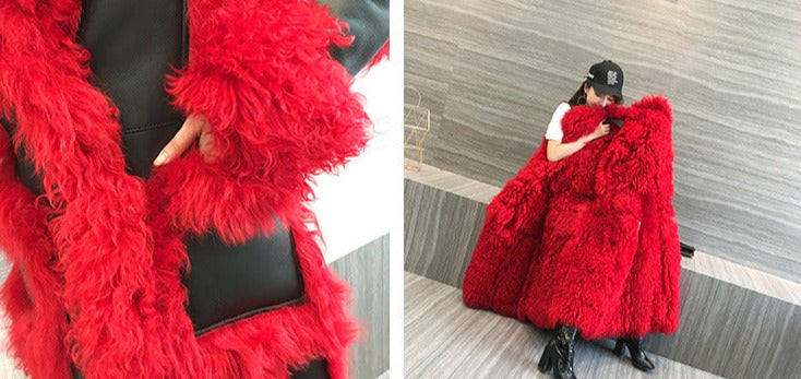 Genuine Leather Long Shearling X-long Coat
