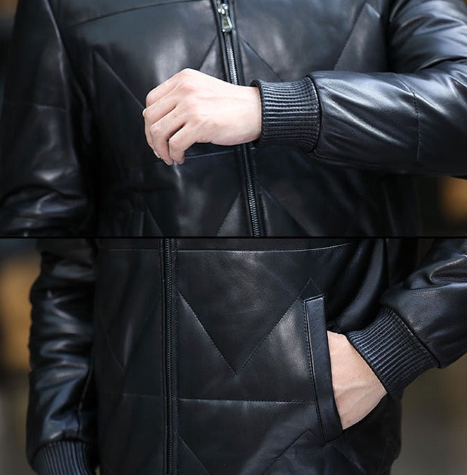 Genuine Leather Jacket Duck Down Bomber