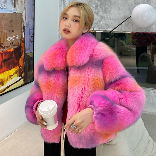 Neon Genuine Fox Fur Short Coats