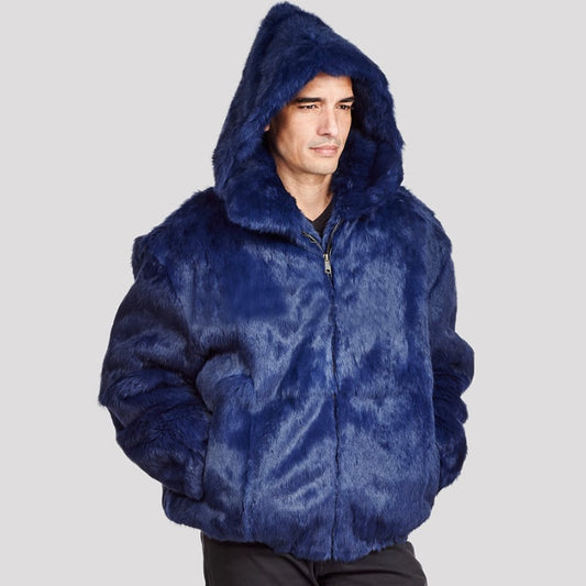 Rabbit Fur Detachable Hood Bombers (colors)