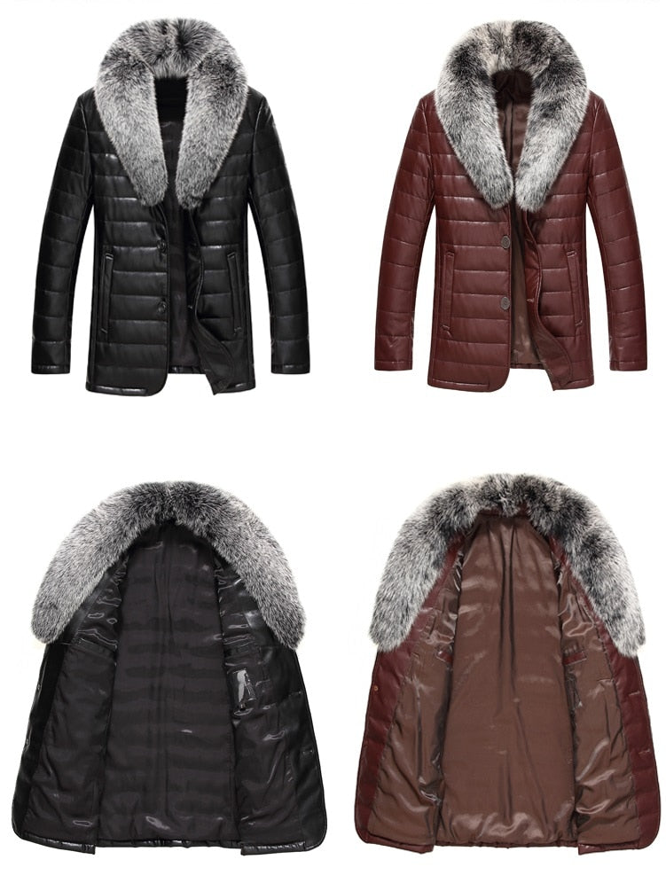 Genuine Leather Duck Down Fox Fur Coats