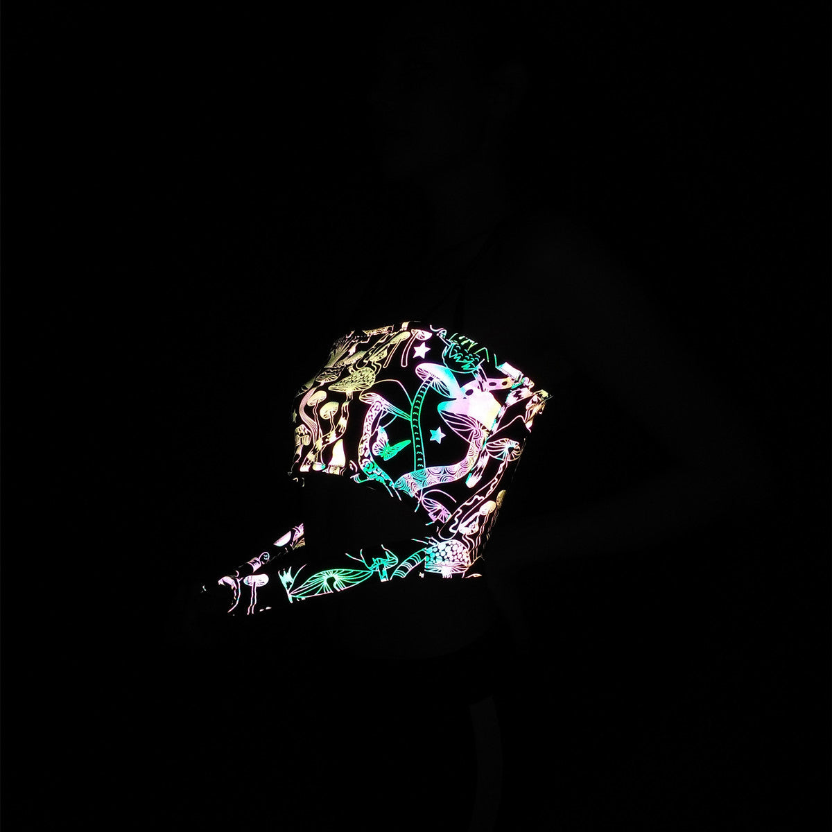 Rainbow Reflective Glow Mushroom Crop Top