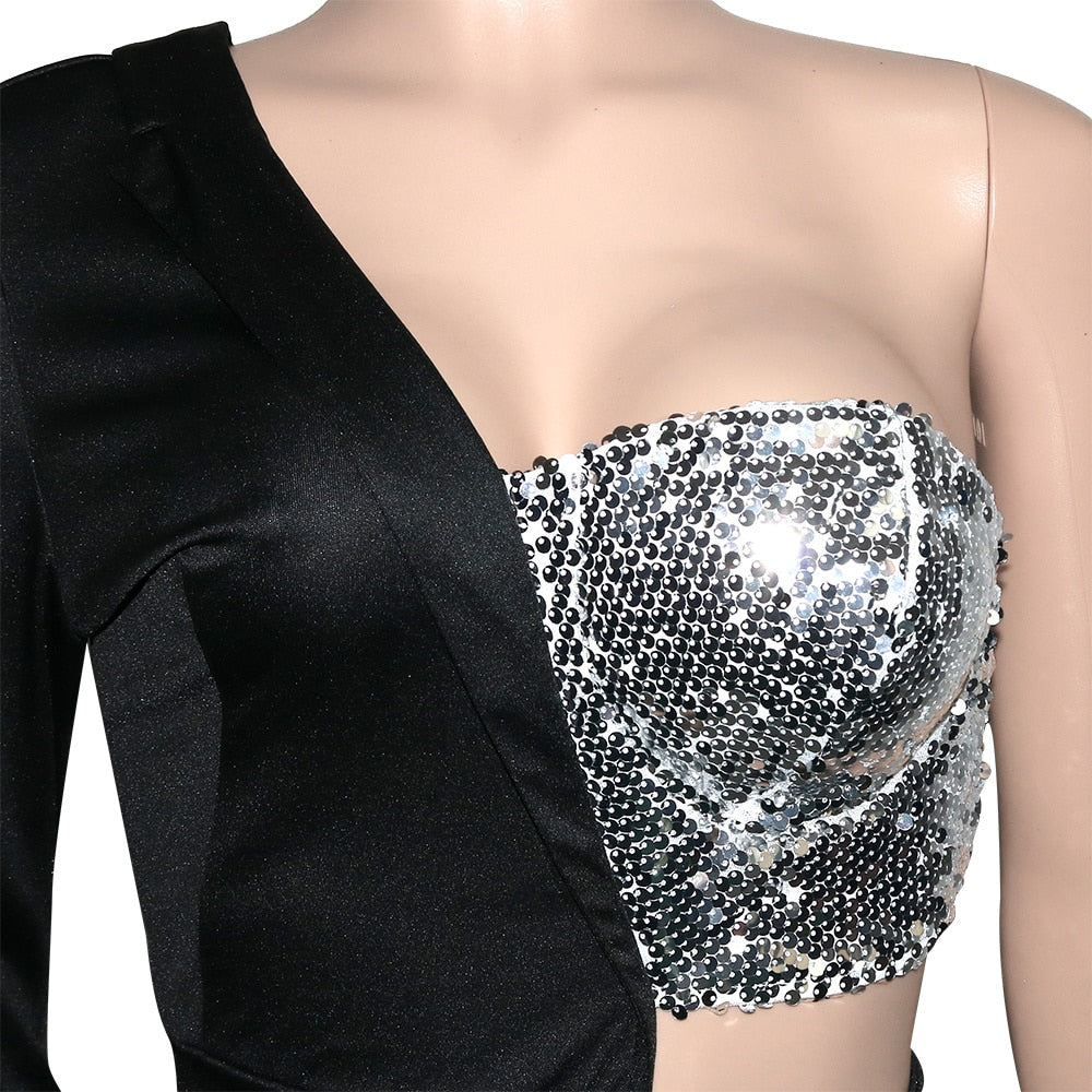 Half Blazer Sequin Rompers