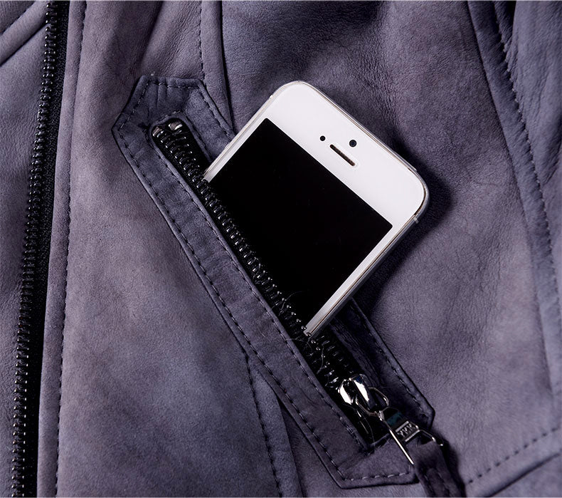 Genuine Leather Sheep Shearling Fur Slim Coat