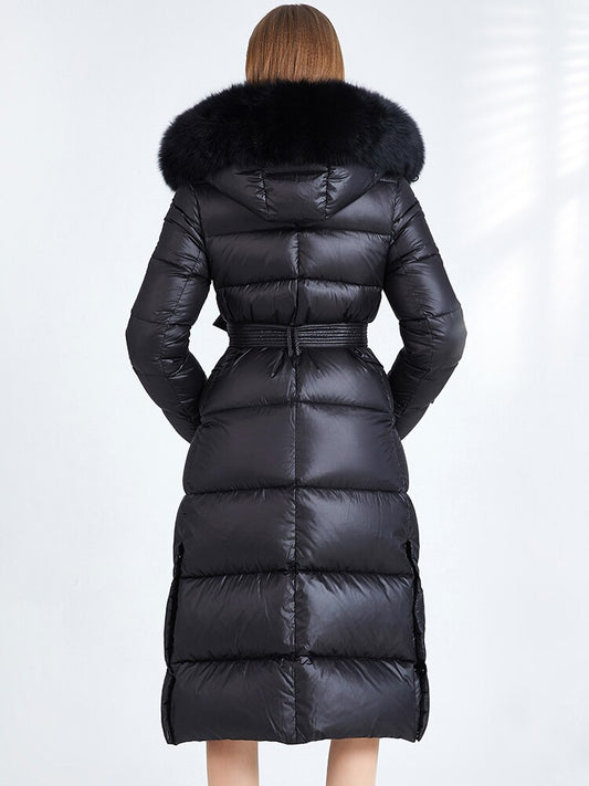Long Duck Down Coats Real Fur Hooded Parka