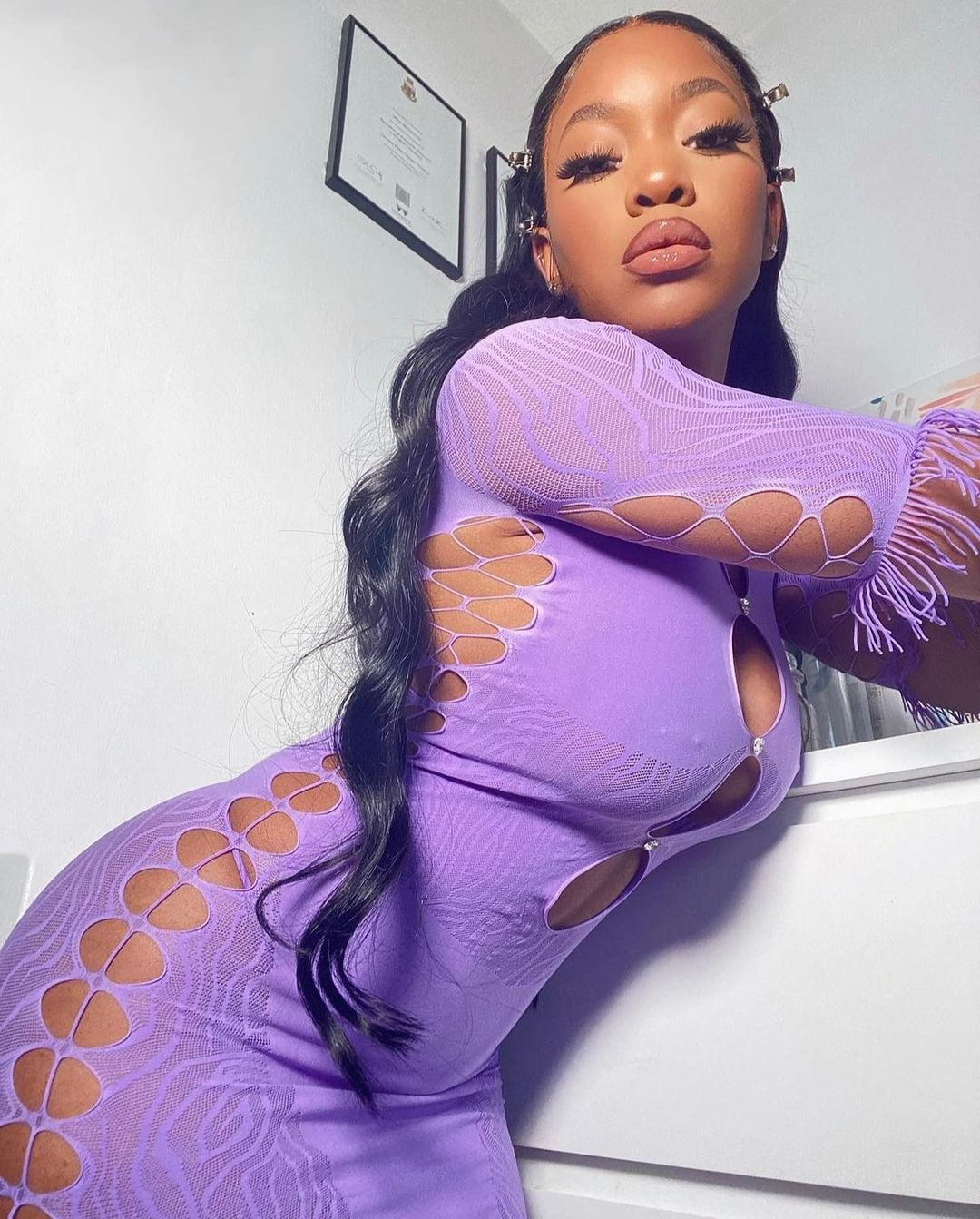 Cut Out Zebra Mesh Mini Dresses