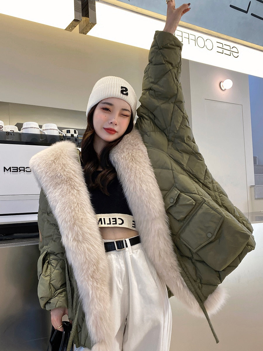 Oversize Down Puffer Coats Big Fur Collar