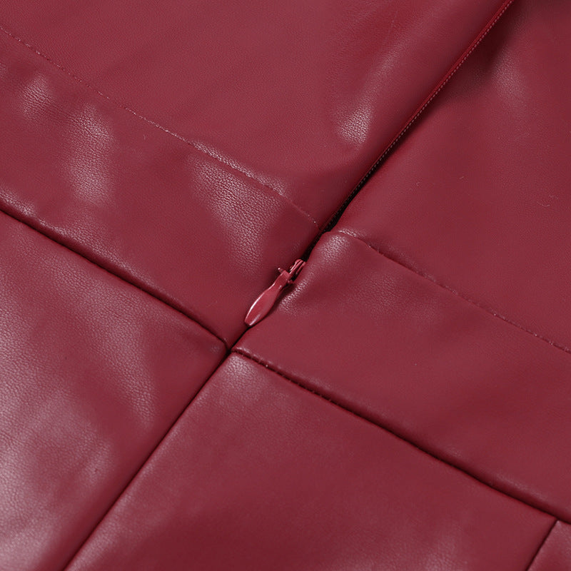 PU Leather Hollow Asymmetrical Mini Dress