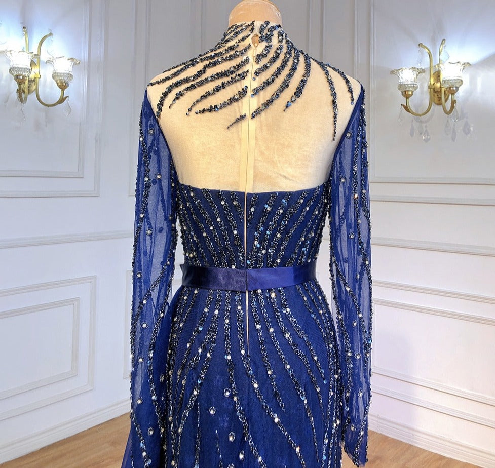 Luxury Crystal Stripe Mermaid Evening Gowns