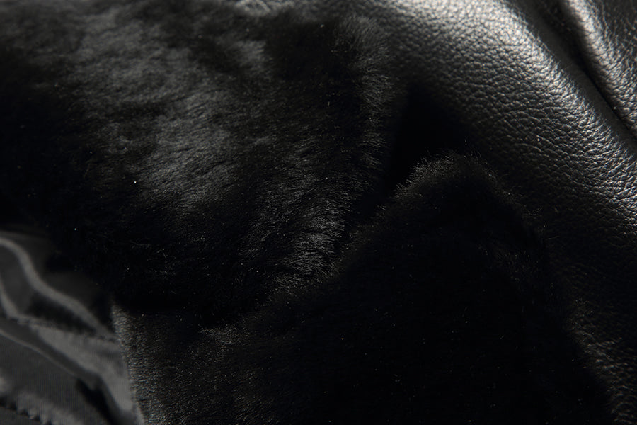 Genuine Leather Jacket Wool Fur Collar