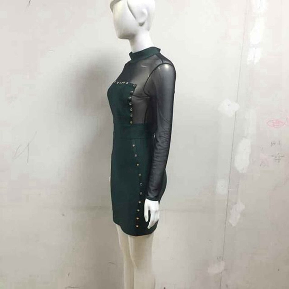 Mesh Patchwork Full Sleeve Dresses
