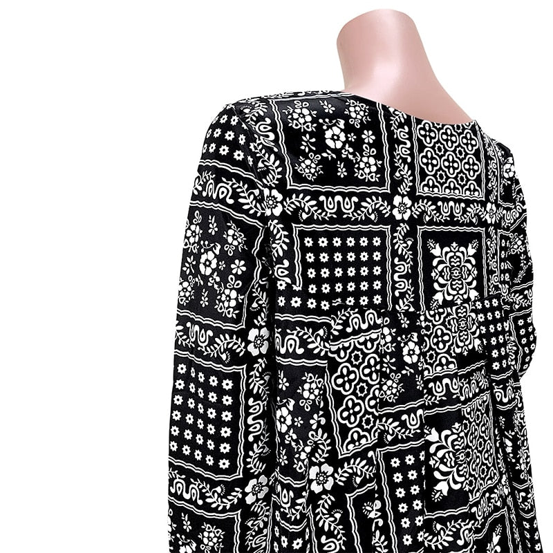 Geo Print Loose Crop & Slit Maxi Skirt