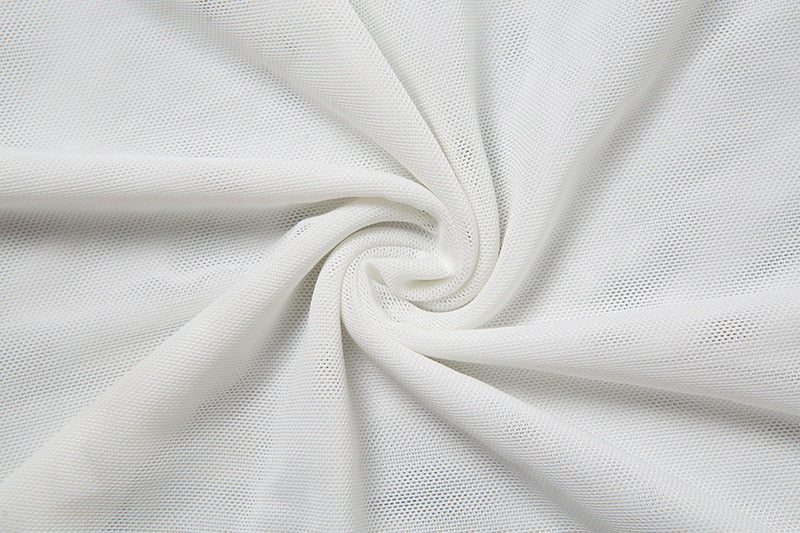 Single Sleeve V-neck Mesh Drawstring Lace Mid Dress