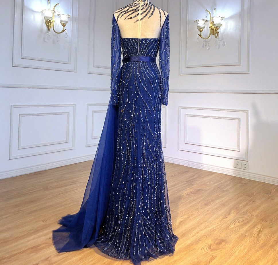 Luxury Crystal Stripe Mermaid Evening Gowns
