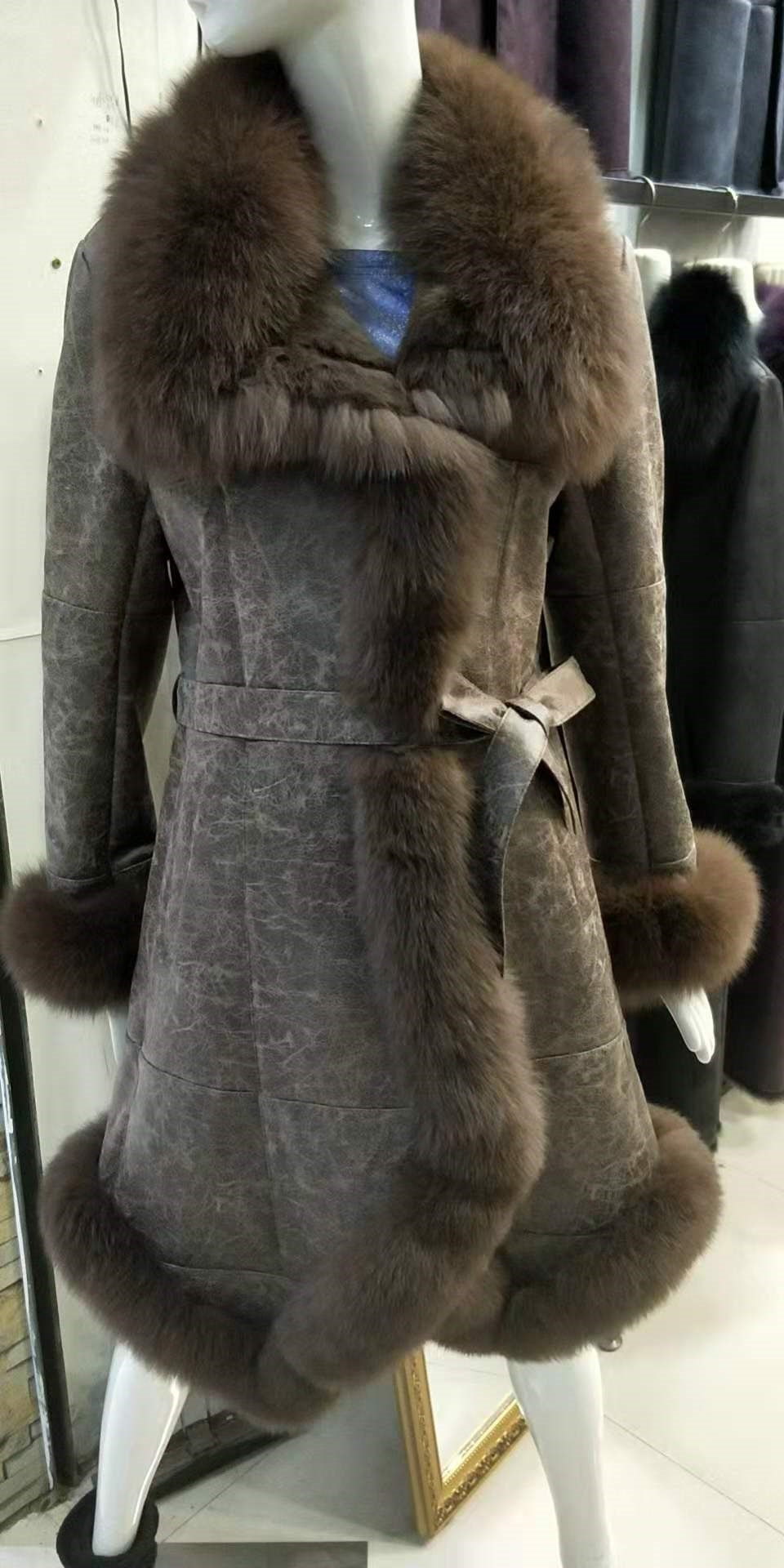 Genuine Leather Real Rabbit & Fox Fur Coats