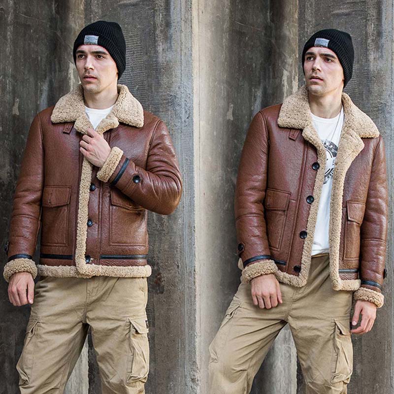 Genuine Leather Real Shearling & Trim Bombers