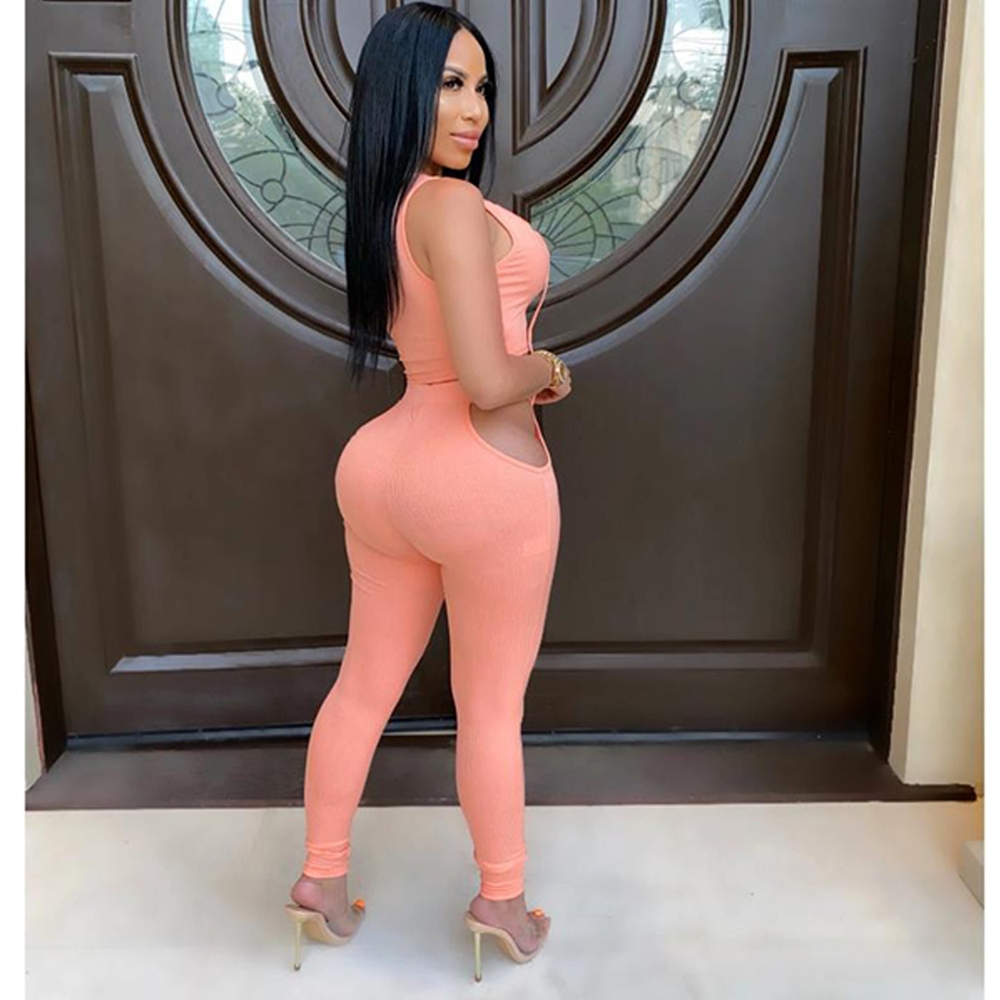 V-Neck Sleeveless Crop Top and Hollow Out Pants Sets