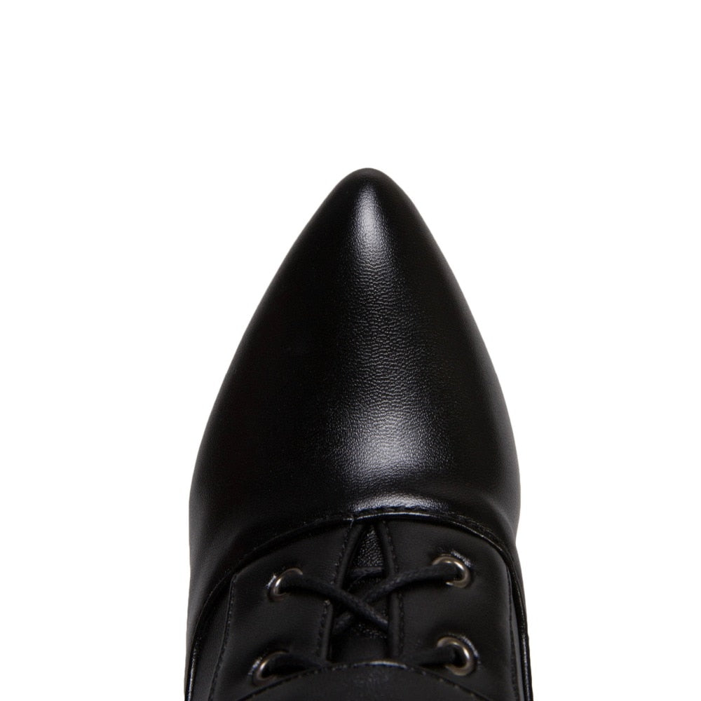 High Heels Lace Up Pointed Toe Ankle Boots