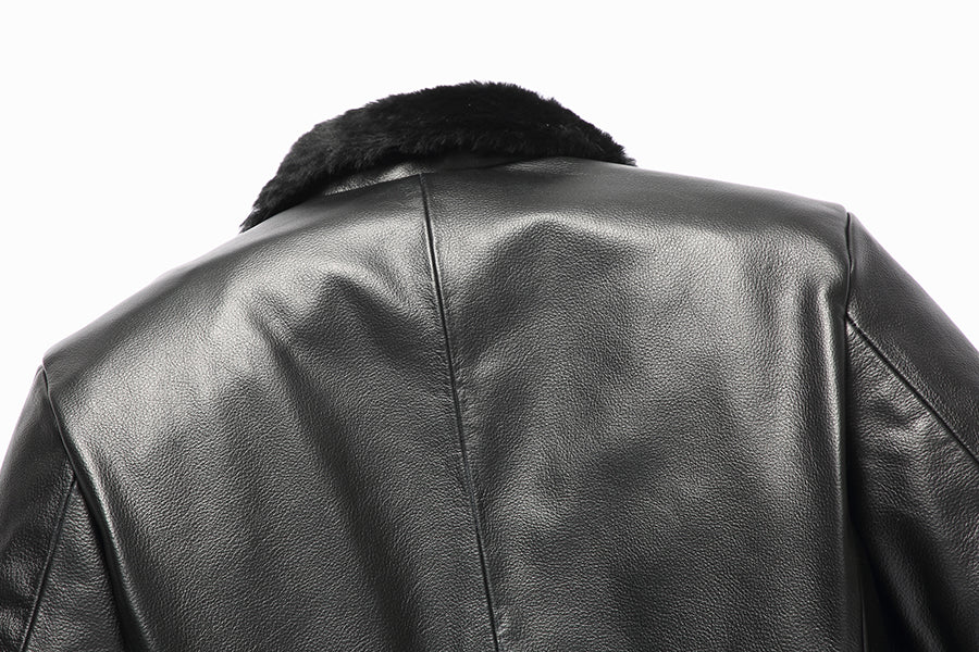 Genuine Leather Jacket Wool Fur Collar